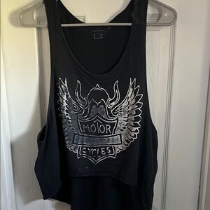 Black Graphic Crop Tank Top